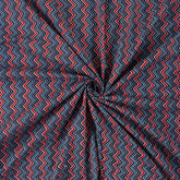 Premium Zig Zag Hand Block Printed Fabric for Clothing