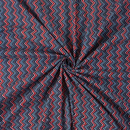Premium Zig Zag Hand Block Printed Fabric for Clothing