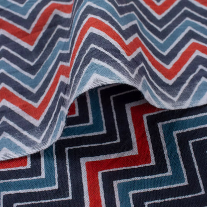 Premium Zig Zag Hand Block Printed Fabric for Clothing