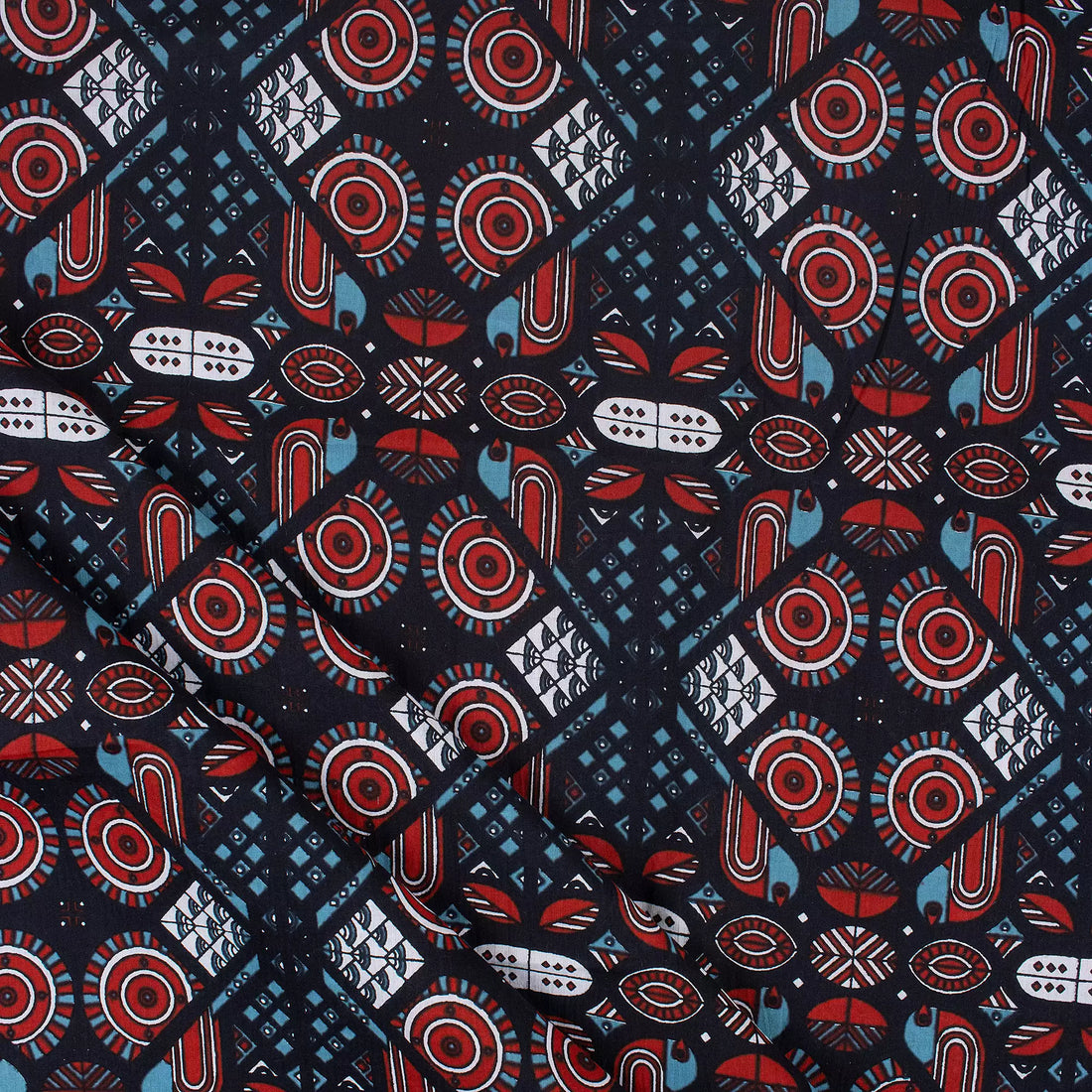 Geometric Hand Block Printed Fabric Online