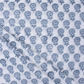 Blue Floral Hand Block Printed Cotton for Dress