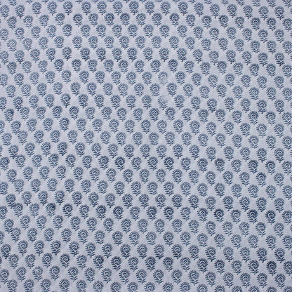 Blue Floral Hand Block Printed Cotton for Dress