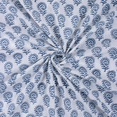 Blue Floral Hand Block Printed Cotton for Dress