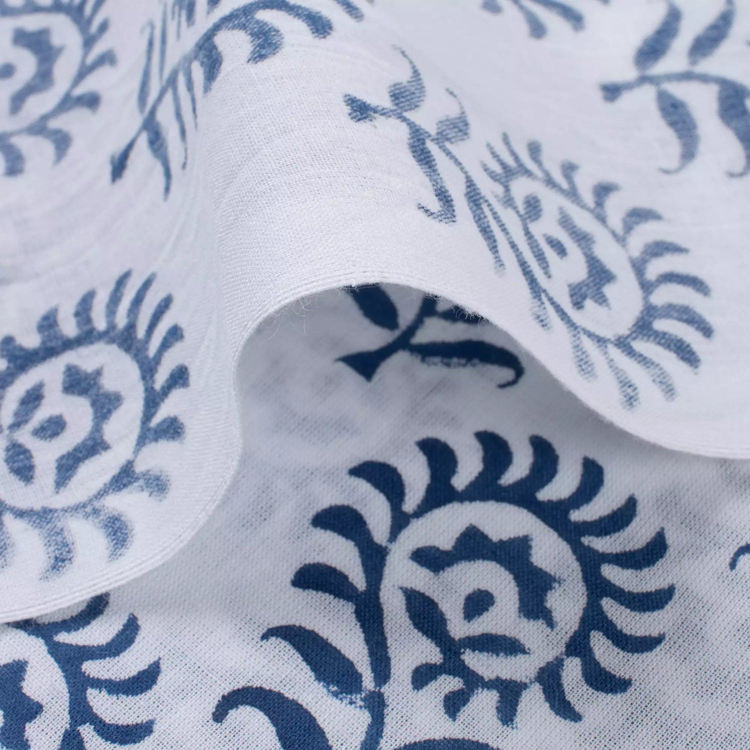 Blue Floral Hand Block Printed Cotton for Dress