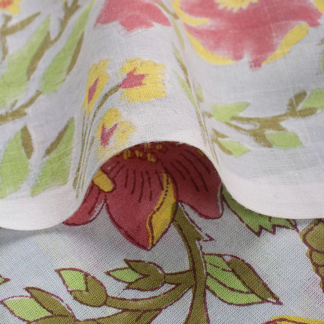 Multicolor Floral Hand Block Printed Fabric for Women