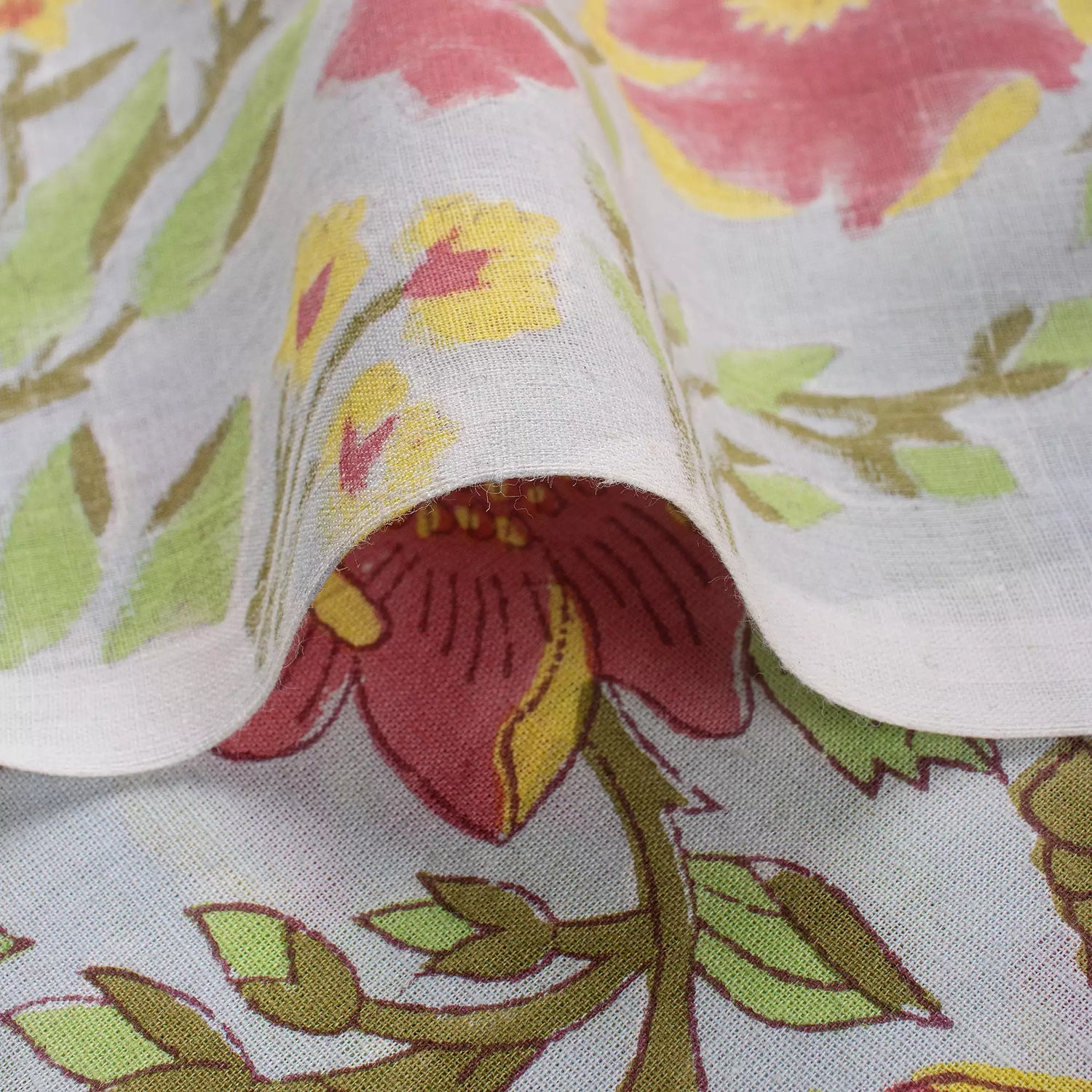 Multicolor Floral Hand Block Printed Fabric for Women