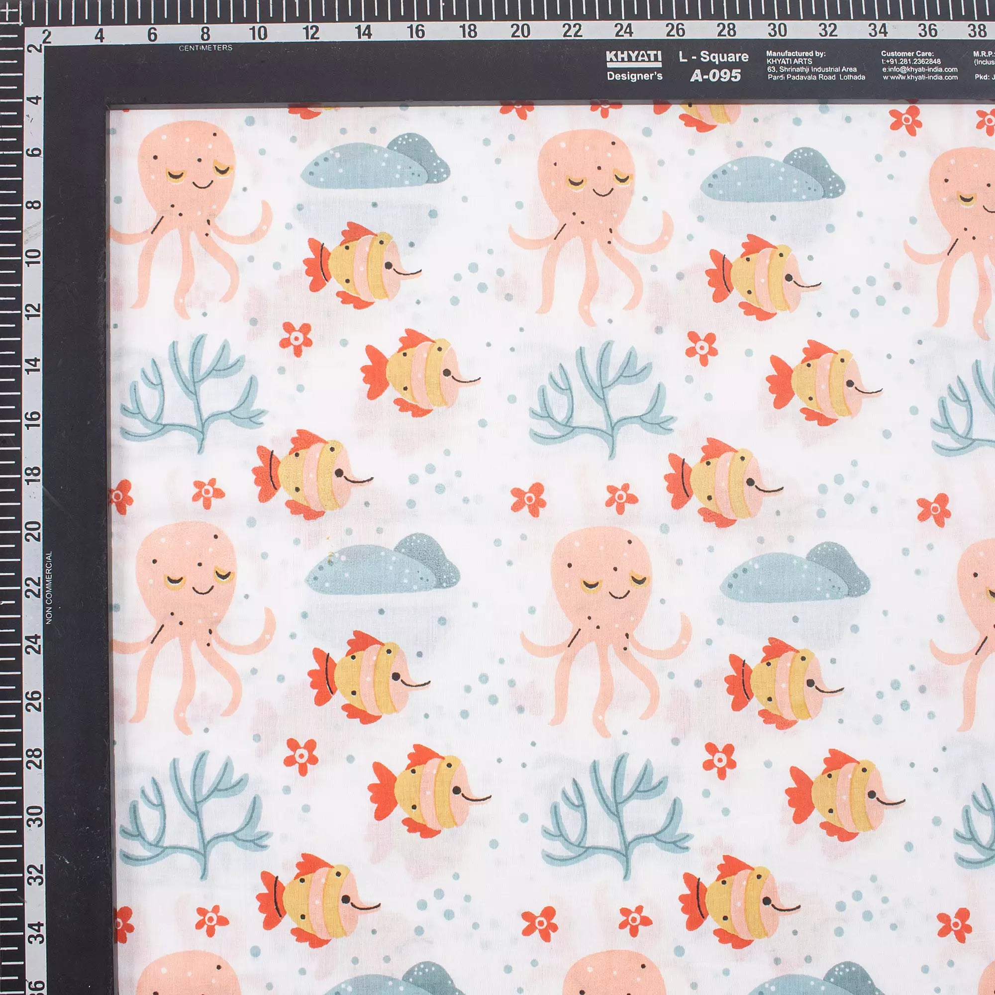 Fish Hand Block Printed Organic Cotton Fabric