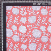 Red Floral Hand Block Printed Fabric