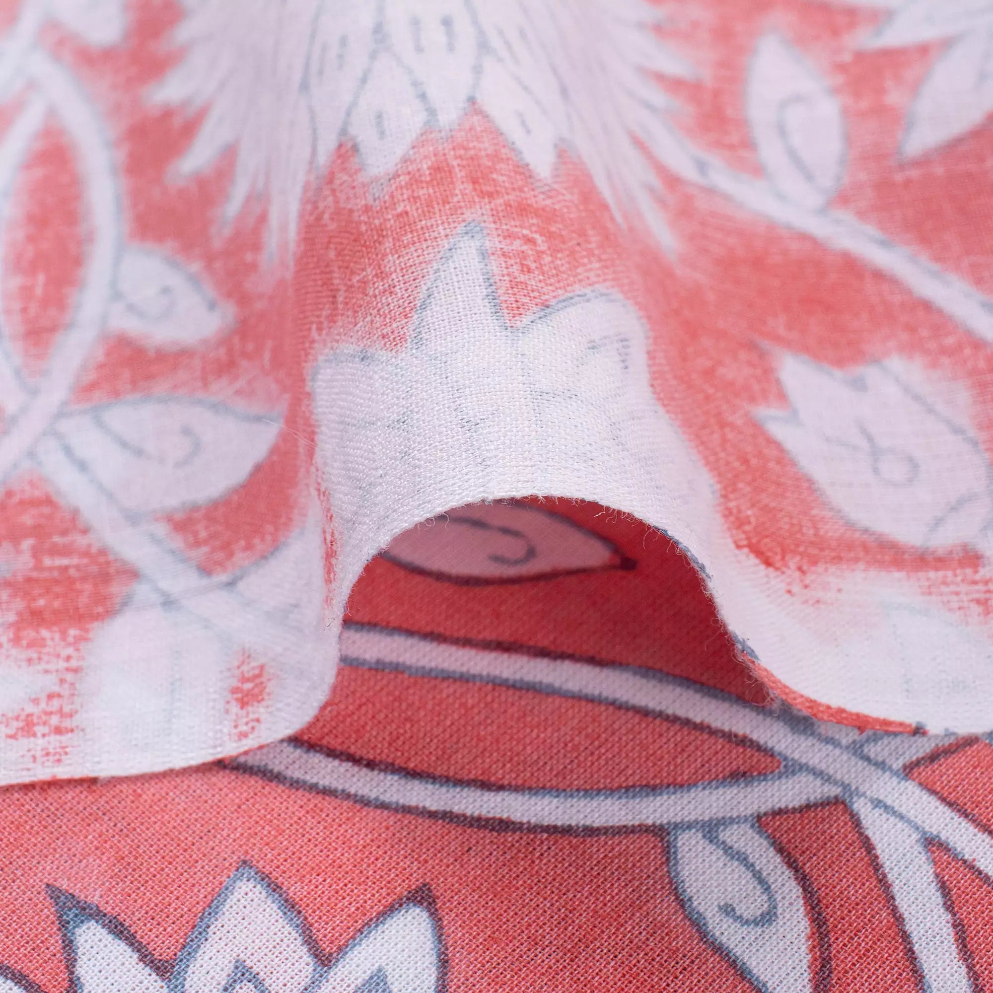 Red Floral Hand Block Printed Fabric