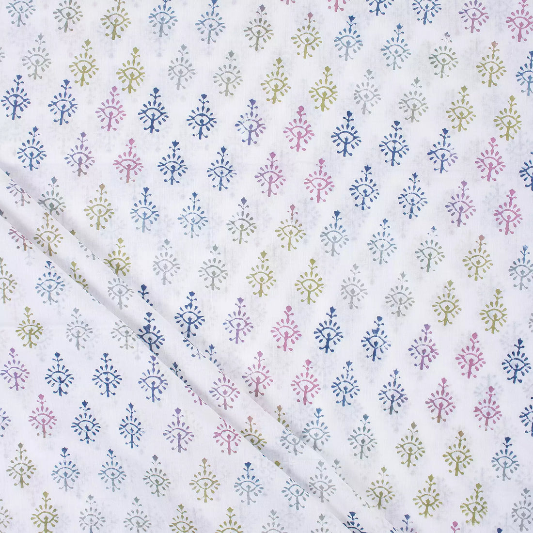 Multicolor Hand Block Booty Print Fabric