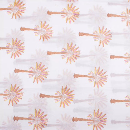 Brown Palm Hand Block Printed Fabric