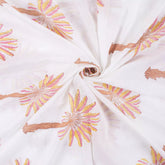 Brown Palm Hand Block Printed Fabric