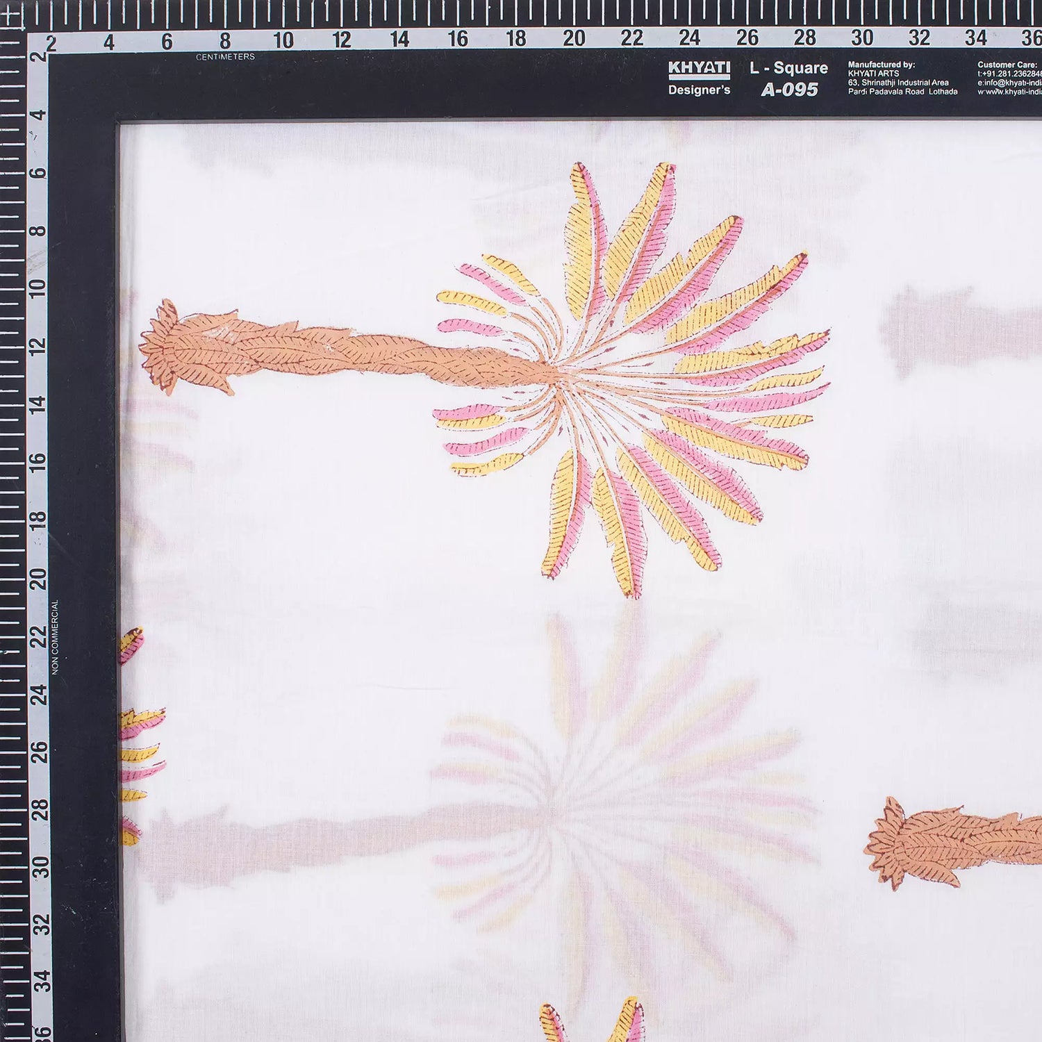 Brown Palm Hand Block Printed Fabric