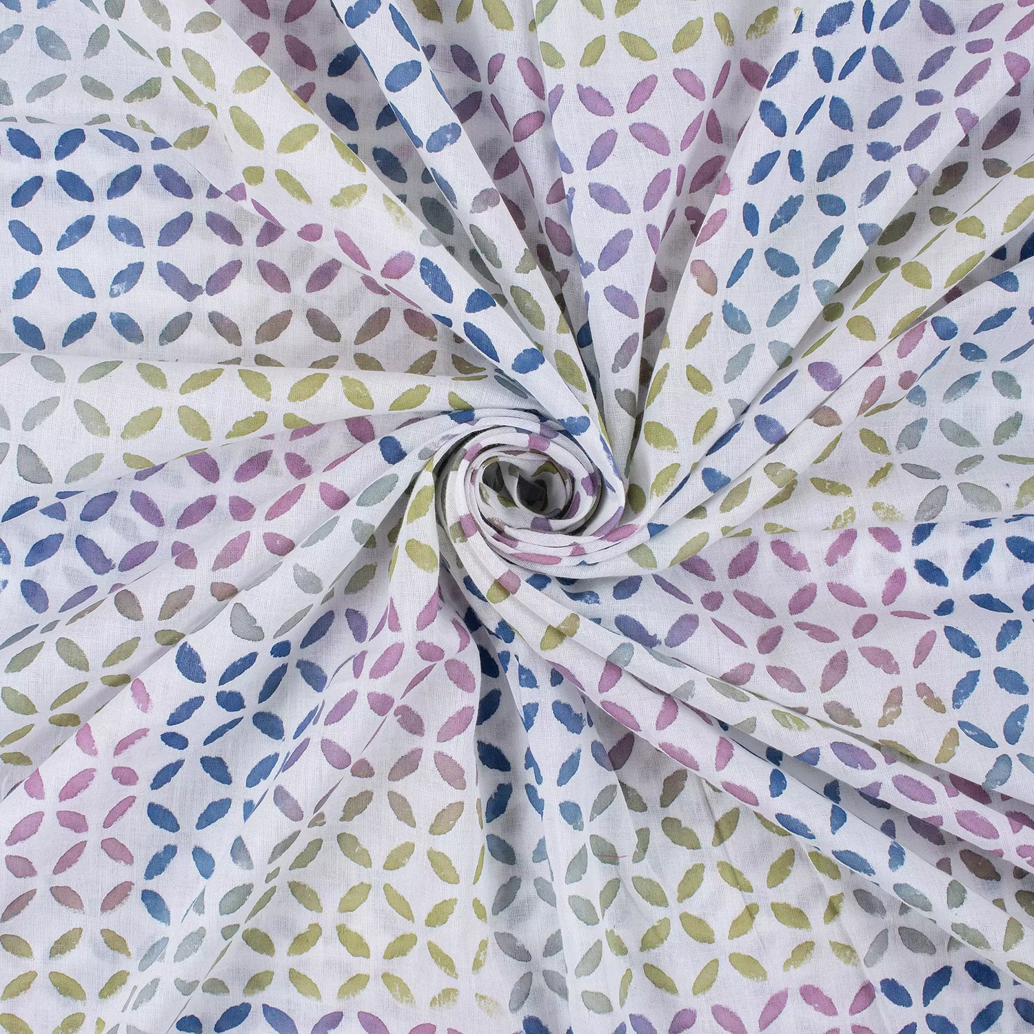 Geometric Hand Block Printed Fabric for Dress