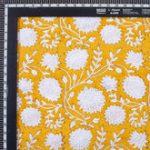 Mustard Yellow Hand Block Printed Floral Fabric