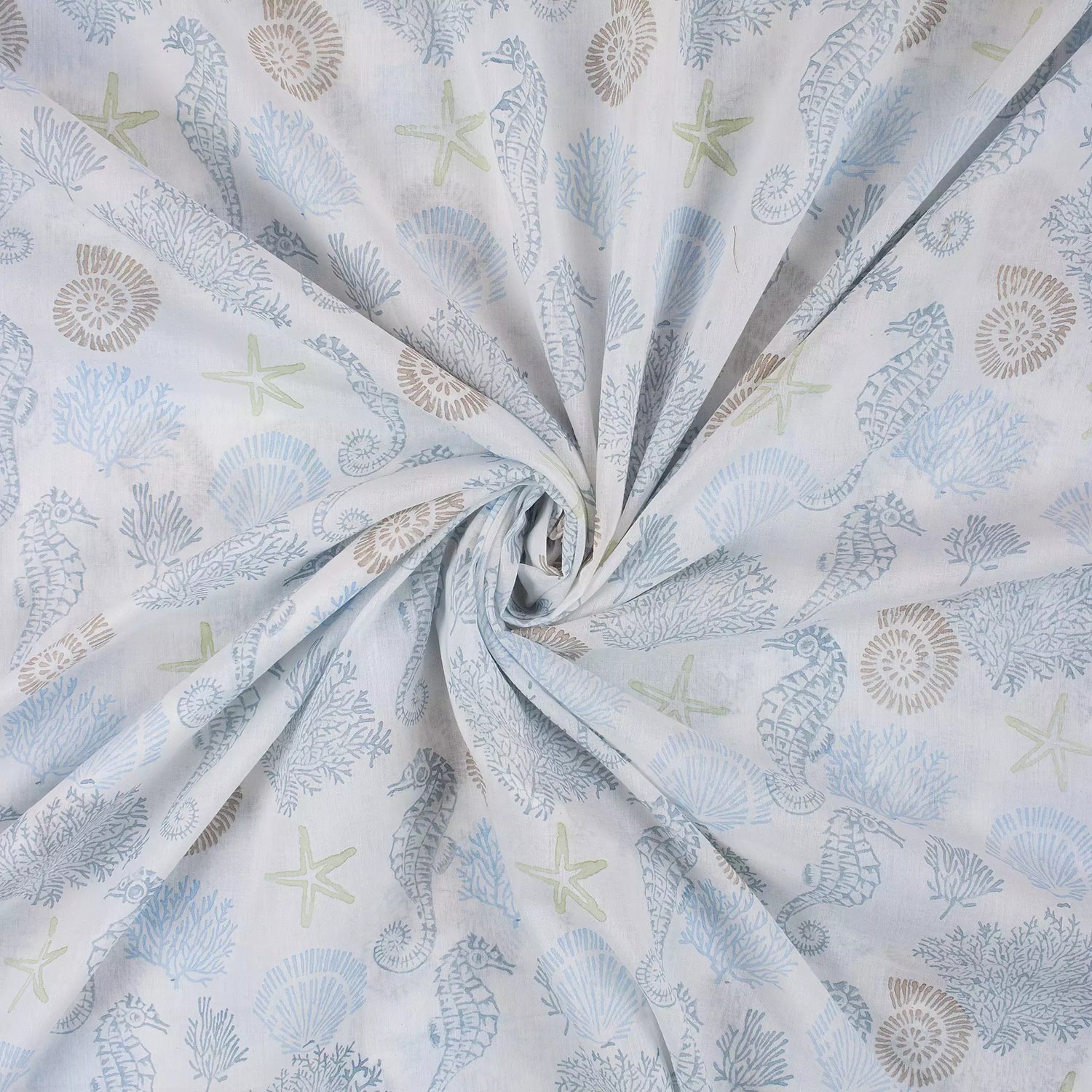 Animal Hand Block Printed Cotton Fabric