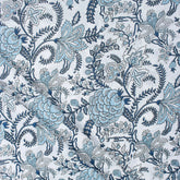 Blue Floral Printed Organic Cotton Running Fabric