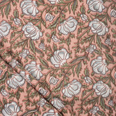 Brown Floral Hand Block Printed Textile Fabric Online