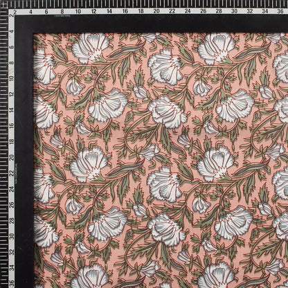 Brown Floral Hand Block Printed Textile Fabric Online