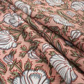 Brown Floral Hand Block Printed Textile Fabric Online