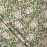 Premium Green Floral Hand Block Printed Fabric Online