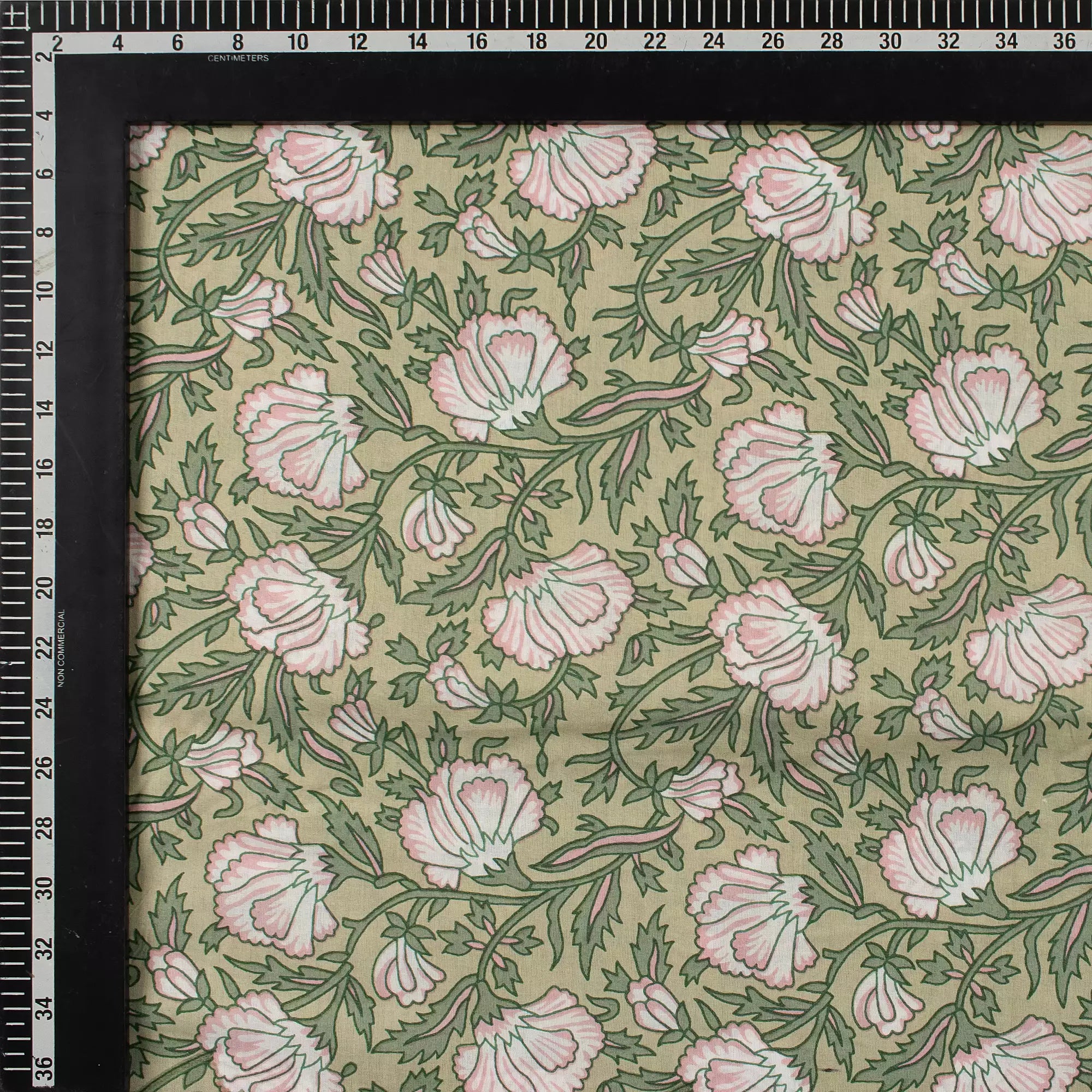 Premium Green Floral Hand Block Printed Fabric Online