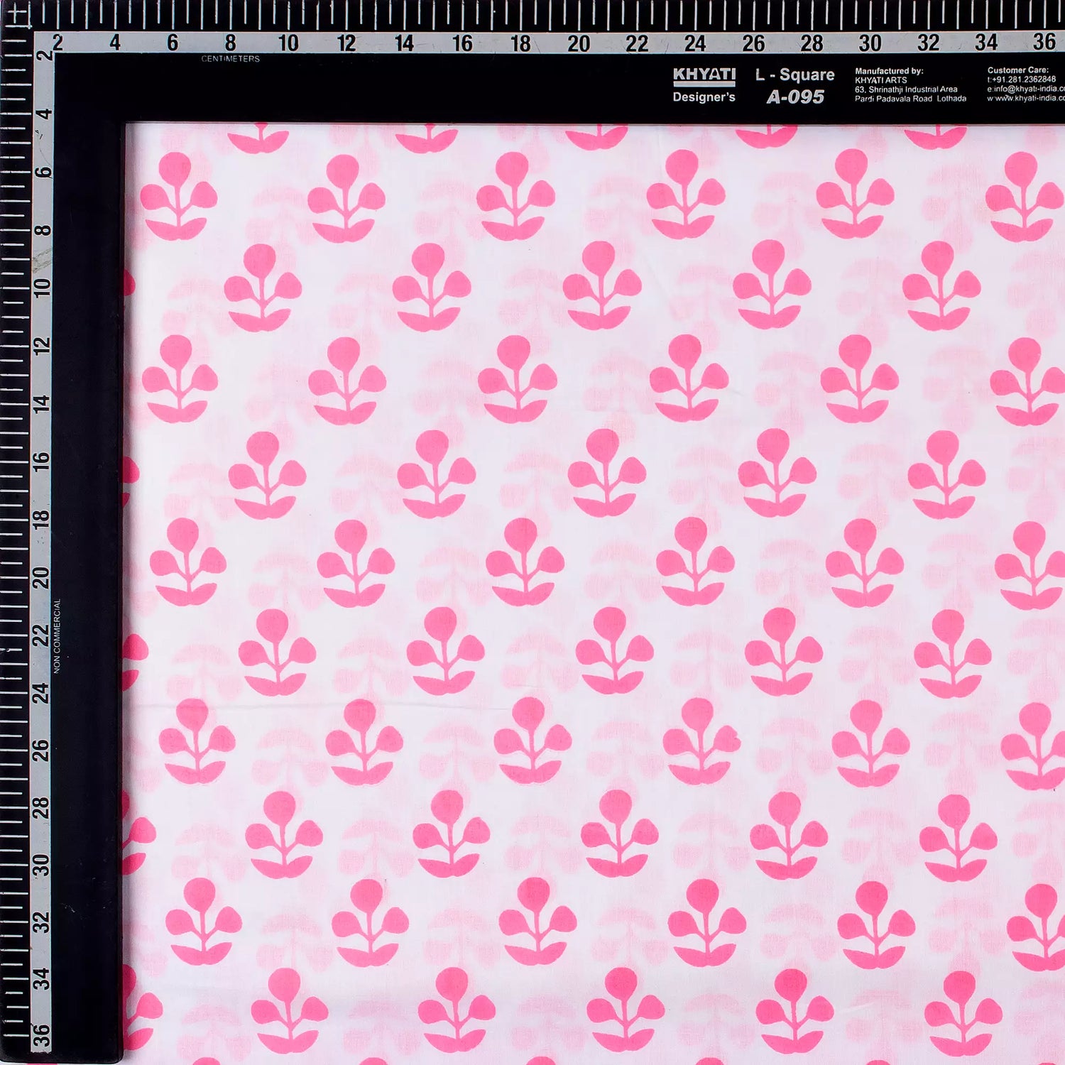 Pink Floral Hand Printed Running Fabric Cloth Online