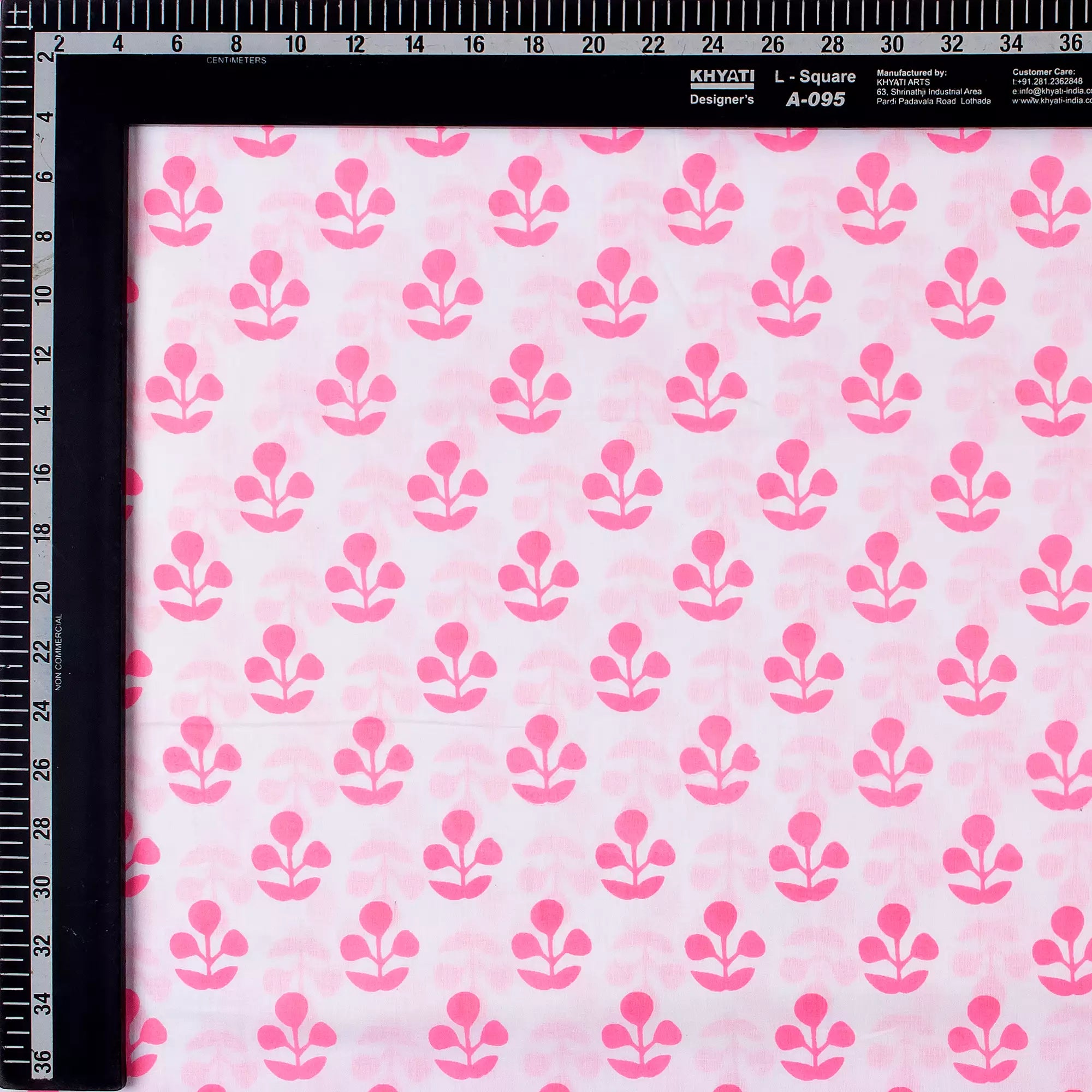 Pink Floral Hand Printed Running Fabric Cloth Online