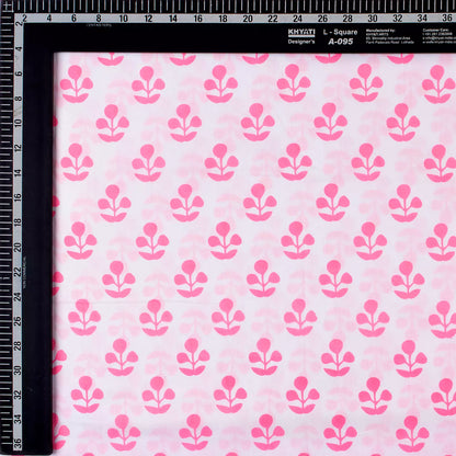 Pink Floral Hand Printed Running Fabric Cloth Online