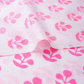 Pink Floral Hand Printed Running Fabric Cloth Online