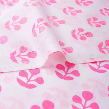 Pink Floral Hand Printed Running Fabric Cloth Online
