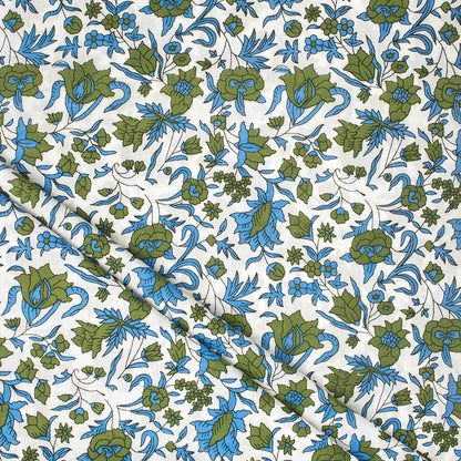Organic Cotton Multicolor Hand Block Printed Fabric