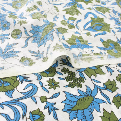 Organic Cotton Multicolor Hand Block Printed Fabric