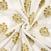 Golden Floral Handmade Printed Cotton Fabric Online