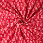 Red Booty Hand Block Printed Cotton Fabric