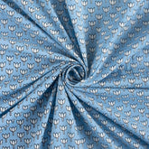 Online Blue Lotus Hand Block Print Fabric for Kurti