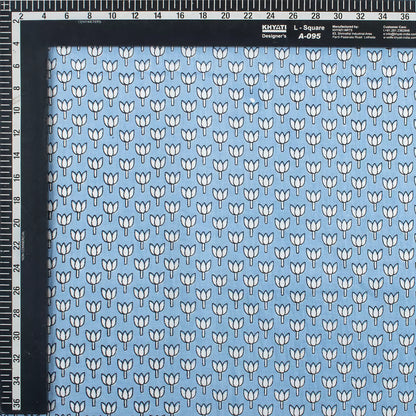 Online Blue Lotus Hand Block Print Fabric for Kurti