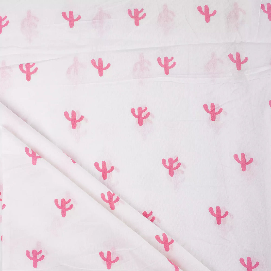 Pink Cactus Block Printed Indian Fabric Online