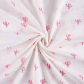 Pink Cactus Block Printed Indian Fabric Online