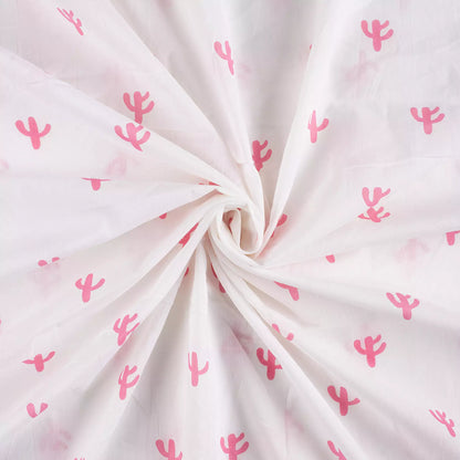 Pink Cactus Block Printed Indian Fabric Online