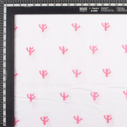 Pink Cactus Block Printed Indian Fabric Online