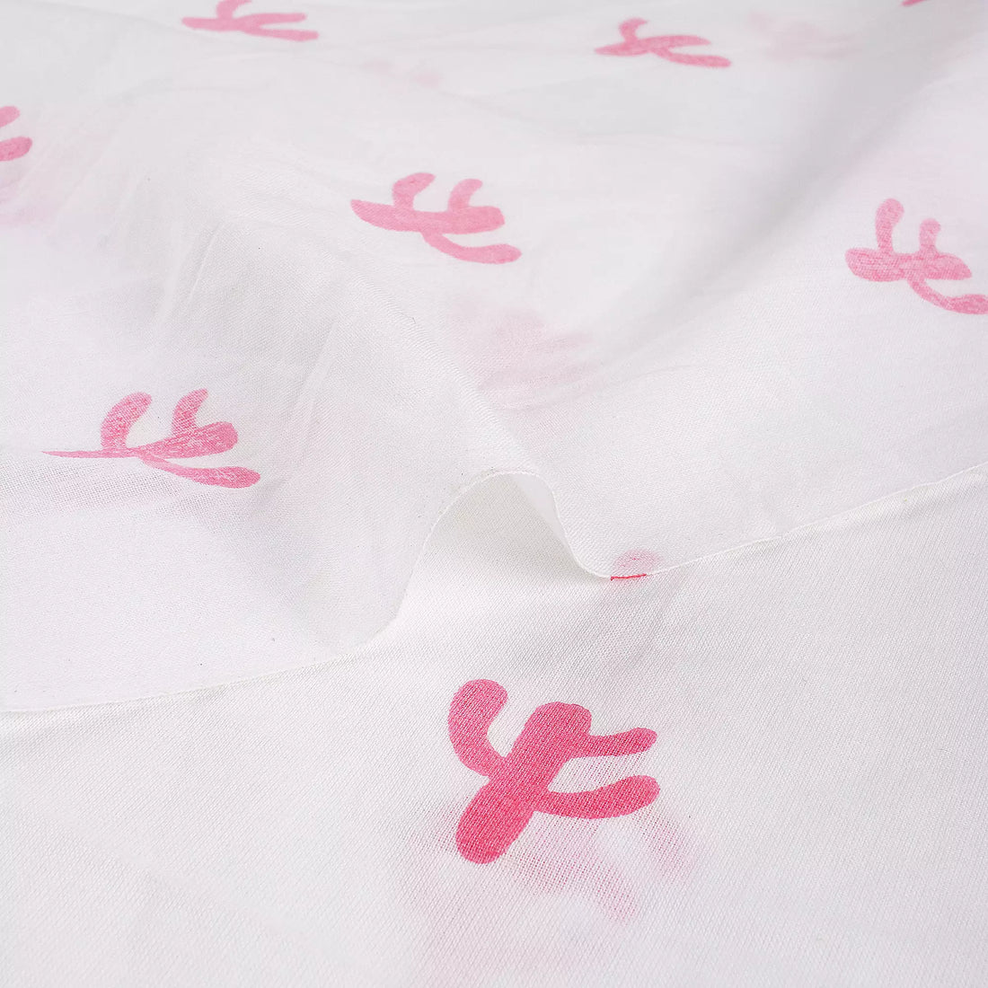 Pink Cactus Block Printed Indian Fabric Online