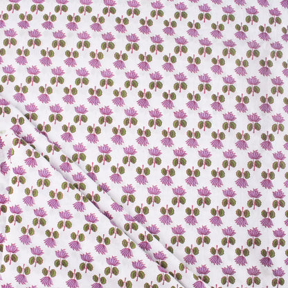 Pink Lotus Hand Block Printed Fabric India Online