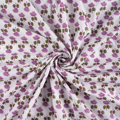 Pink Lotus Hand Block Printed Fabric India Online