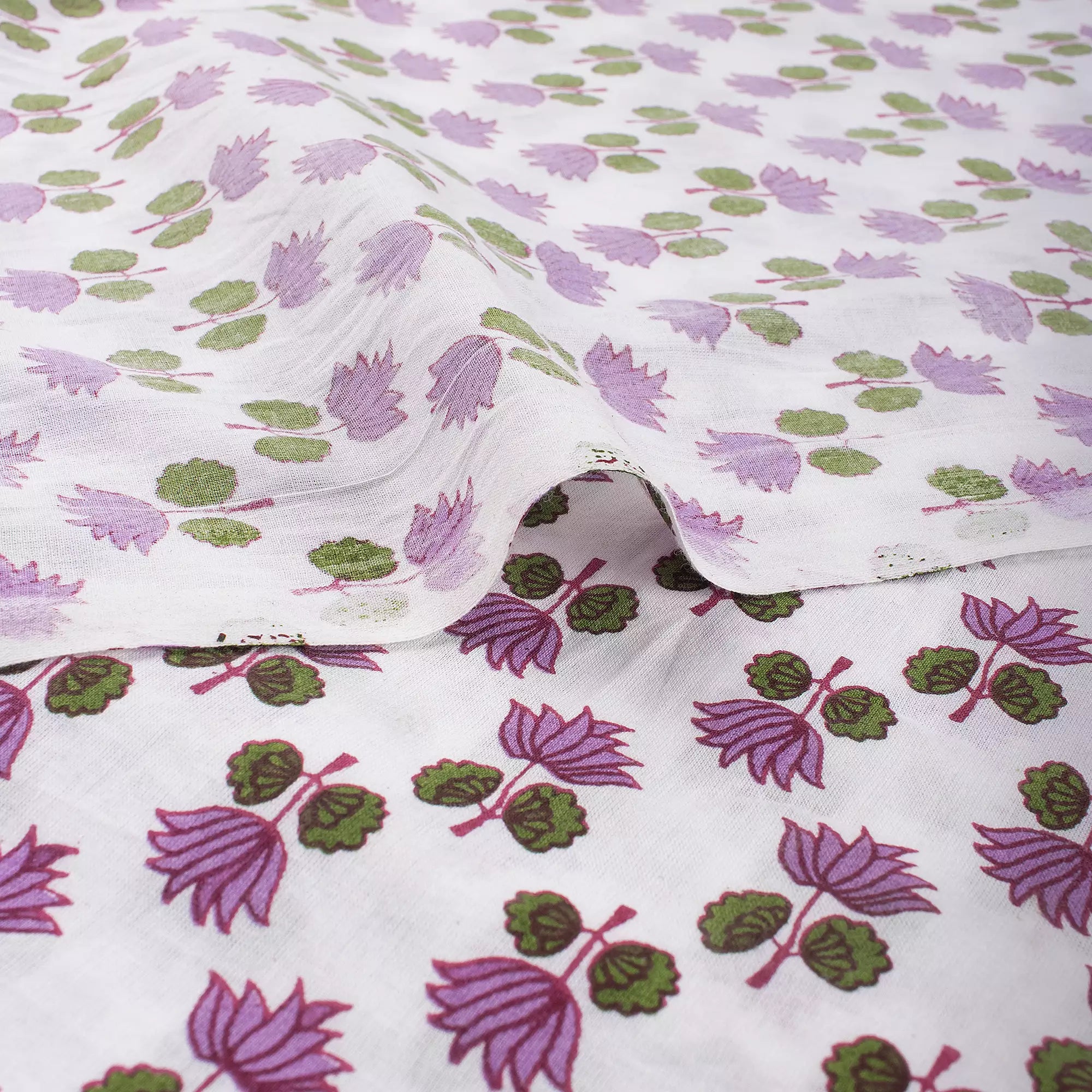 Pink Lotus Hand Block Printed Fabric India Online