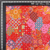 Orange Patchwork Hand Block Printed Fabric Online