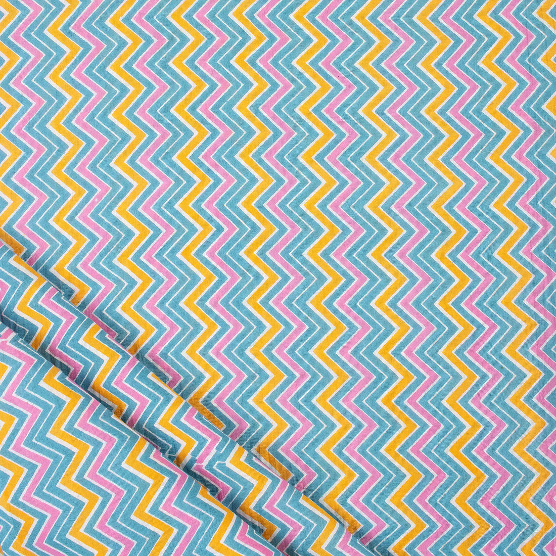 Zig Zag Cotton Block Print Fabric Online