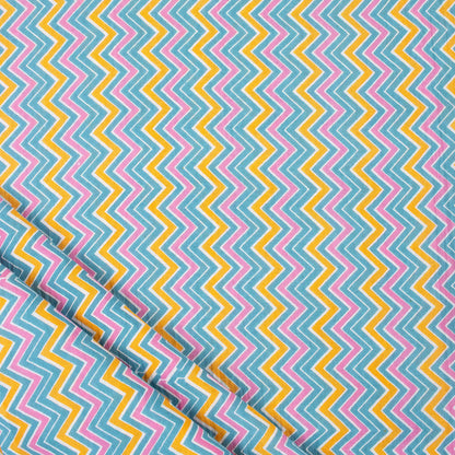 Zig Zag Cotton Block Print Fabric Online
