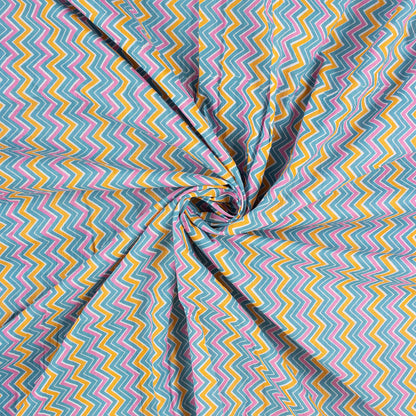 Zig Zag Cotton Block Print Fabric Online