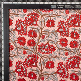 Red Floral Pure Cotton Block Printed Fabric India